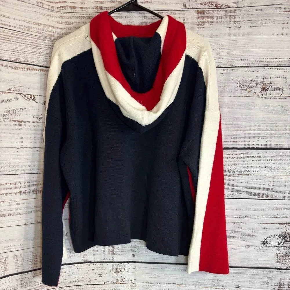 Tommy Hilfiger Sweater Womens Size Large Ski‎ Pullover Knit Hoodie Embroidered